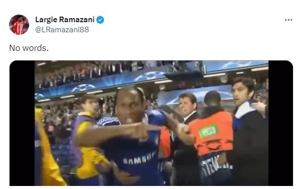 阿尔梅里亚球员拉马扎尼晒德罗巴愤怒视频，表达对判罚的不满