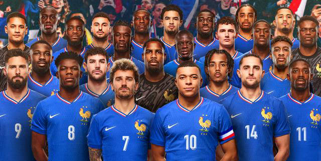 法国队公布欧洲杯球衣号码：姆巴佩身披10号球衣
